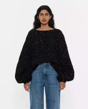 Женский свитер с однотонными рукавами-буфами Bimba y Lola, черный