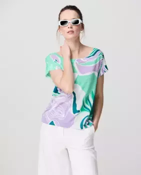 Женский свитер с открытым воротом и цветочным принтом Escorpion, мультиколор