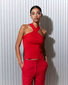 Женский свитер с перекрещенным воротом Easy Wear, красный