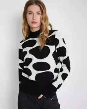 Женский свитер с принтом и воротником Perkins Trucco, черный