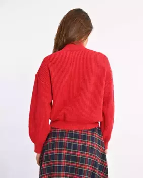 Женский свитер с пышными рукавами и высоким воротником Lili Sidonio, красный