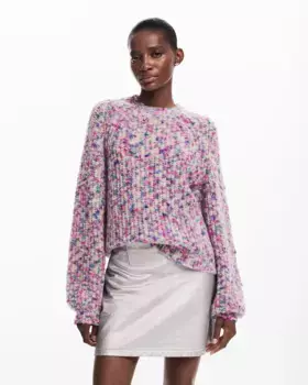 Женский свитер с рукавами-буфами Desigual, розовый