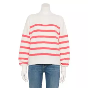 Женский свитер с рукавами-фонариками Sonoma Goods For Life, цвет ivory neon stripe