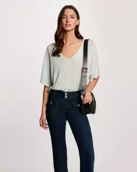 Женский свитер с рукавом 3/4 и V-образным вырезом Morgan, светло-зеленый