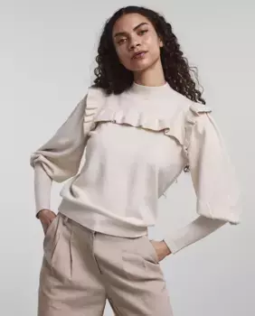 Женский свитер с рюшами Yas, цвет Crema