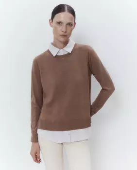 Женский свитер с юбкой-рубашкой El Corte Ingls, коричневый