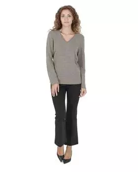 Женский свитер с V-образным вырезом coe 0022 Crown Of Edinburgh Cashmere, коричневый