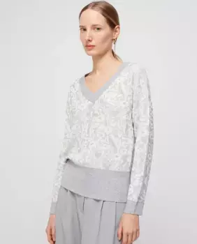 Женский свитер с V-образным вырезом Escorpion, светло-серый