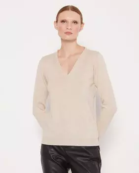 Женский свитер с V-образным вырезом Escorpion, бежевый