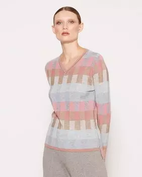 Женский свитер с V-образным вырезом Escorpion, светло-синий