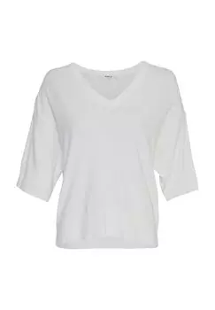 Женский свитер с V-образным вырезом и рукавами 3/4 MSCH COPENHAGEN, цвет Egret