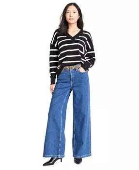 Женский свитер с v-образным вырезом и заниженными плечами On 34th, черный