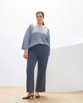 Женский свитер с V-образным вырезом и заклепками Couchel, темно-синий