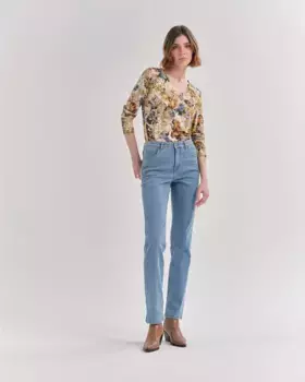 Женский свитер с V-образным вырезом и принтом Lasserre, коричневый