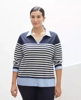 Женский свитер с V-образным вырезом и длинными рукавами Couchel, синий