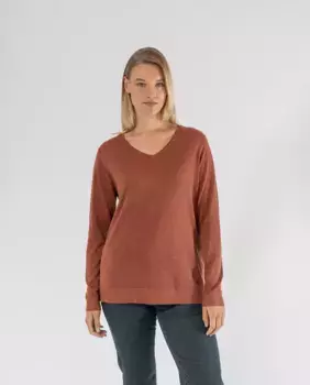 Женский свитер с V-образным вырезом и металлизированной нитью October, оранжевый