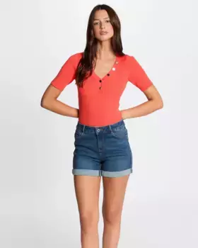 Женский свитер с V-образным вырезом и короткими рукавами Morgan, оранжевый