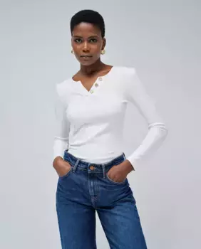 Женский свитер с V-образным вырезом и металлизированными деталями Salsa Jeans, цвет Crudo