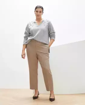 Женский свитер с V-образным вырезом и длинными рукавами Couchel, серый