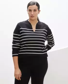 Женский свитер с V-образным вырезом и длинными рукавами Couchel, черный