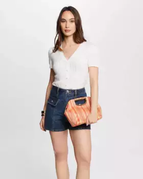 Женский свитер с V-образным вырезом и короткими рукавами Morgan, цвет Crudo