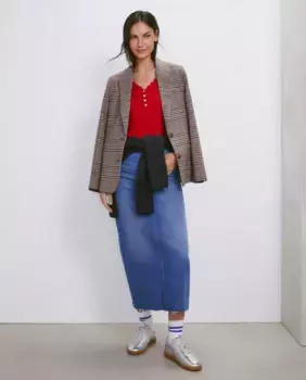 Женский свитер с V-образным вырезом и отделкой фестонами Easy Wear, красный