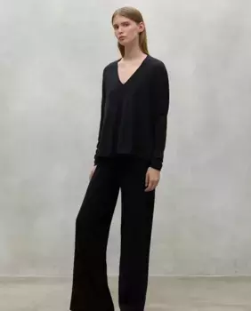 Женский свитер с V-образным вырезом и длинными рукавами Ecoalf, черный