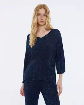 Женский свитер с V-образным вырезом и французскими рукавами Andam, черный