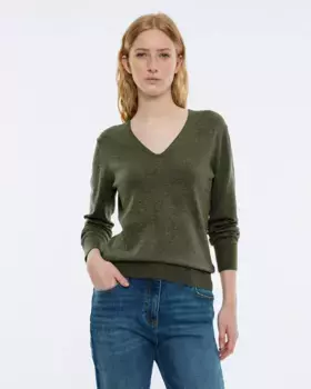 Женский свитер с V-образным вырезом и длинными рукавами Andam, цвет Kaki