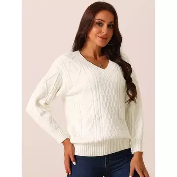 Женский свитер с v-образным вырезом и длинными рукавами, повседневный свободный массивный теплый пуловер, свитер, топ Seta T, синий