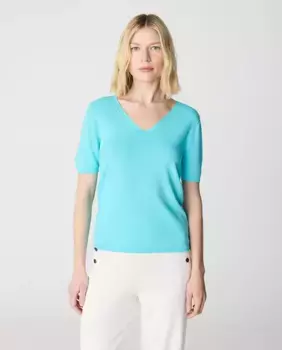 Женский свитер с V-образным вырезом и короткими рукавами Escorpion, синий