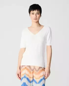 Женский свитер с V-образным вырезом и короткими рукавами Escorpion, цвет Crudo