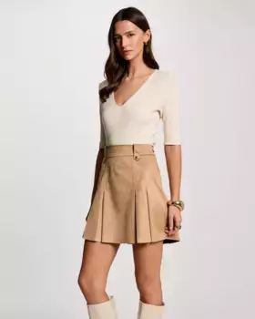 Женский свитер с V-образным вырезом и стразами Morgan, цвет Crudo