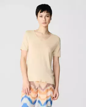 Женский свитер с V-образным вырезом и короткими рукавами Escorpion, цвет Piedra