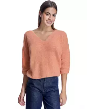 Женский свитер с V-образным вырезом и французскими рукавами Maximilian, оранжевый