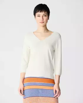 Женский свитер с V-образным вырезом и рукавами 3/4 Escorpion, бежевый