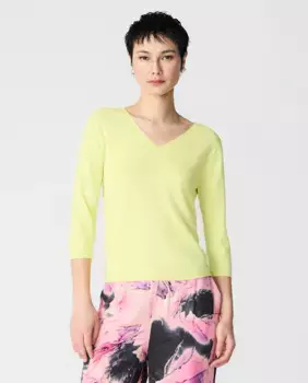 Женский свитер с V-образным вырезом и рукавами 3/4 Escorpion, жёлтый