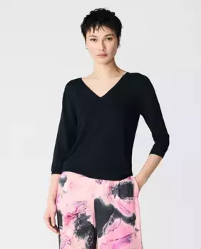 Женский свитер с V-образным вырезом и рукавами 3/4 Escorpion, чёрный