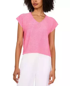 Женский свитер с V-образным вырезом и короткими рукавами Shine Vince Camuto, розовый