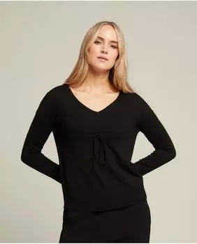 Женский свитер с V-образным вырезом и вырезом на кулиске Elena Mir, черный