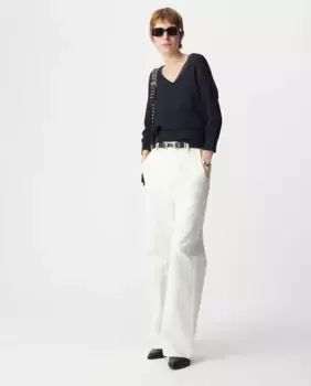 Женский свитер с V-образным вырезом IKKS, тёмно-синий