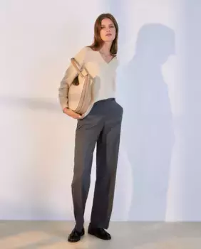 Женский свитер с v-образным вырезом из 100% кашемира Woman El Corte Ingls, цвет 730 Camel