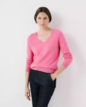 Женский свитер с V-образным вырезом из 100 % кашемира Caroll, розовый