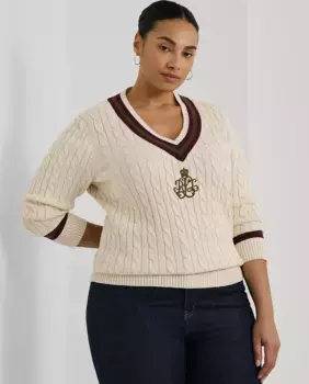 Женский свитер с V-образным вырезом Lauren Ralph Lauren Woman, цвет Natural