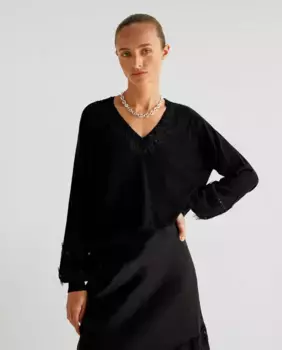 Женский свитер с V-образным вырезом Scalpers, черный