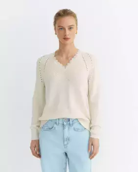 Женский свитер с V-образным вырезом Vila, цвет Crudo