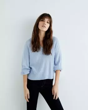 Женский свитер с V-образным вырезом Vila, светло-синий