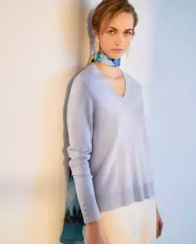 Женский свитер с V-образным вырезом Woman El Corte Ingls, светло-голубой