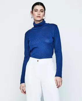 Женский свитер с водолазкой с эффектом металлик & Me Unlimited, синий