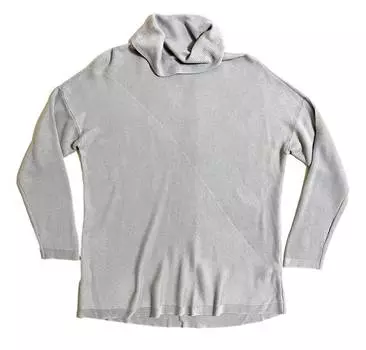 Женский свитер с воротником-хомут из лиоцелла и шелка Tencel синего цвета Eileen Fisher